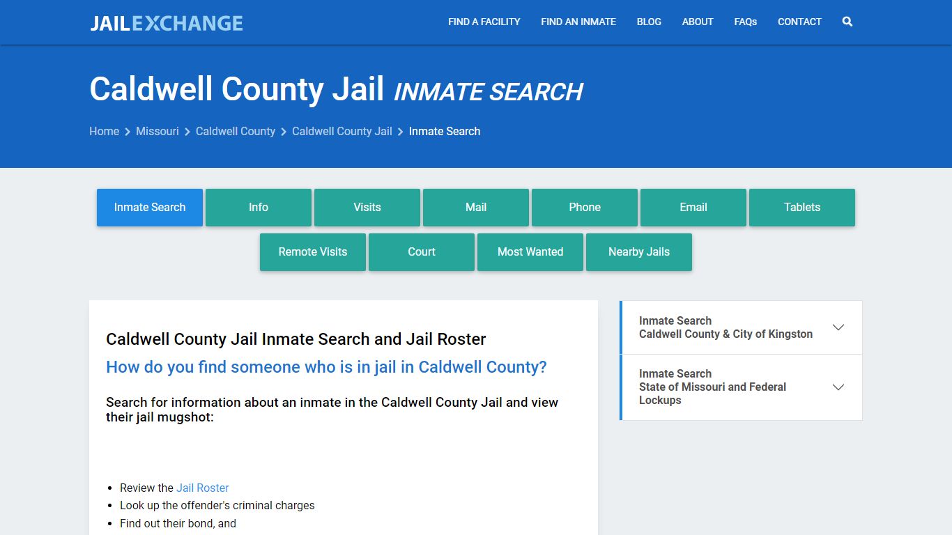 Inmate Search: Roster & Mugshots - Caldwell County Jail, MO